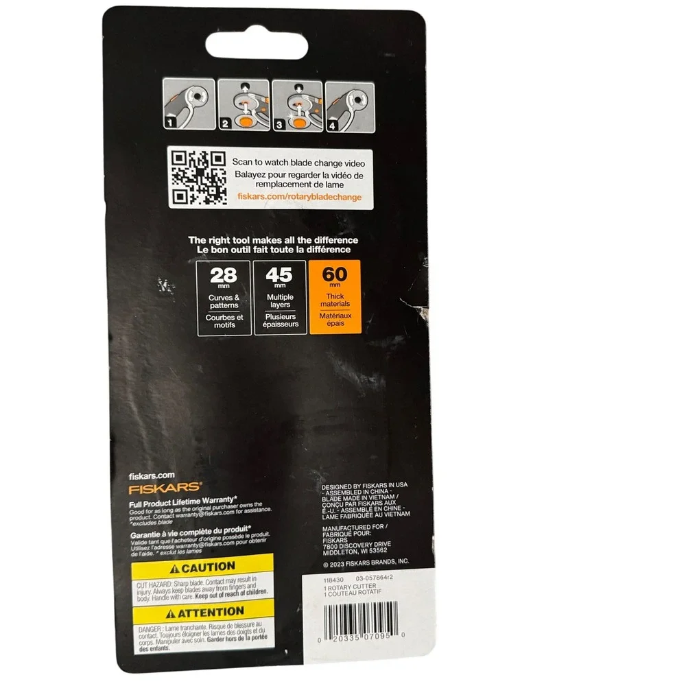 Fiskars 60mm Loop Rotary Cutter Titanium Blade Quick Change Safety Retract